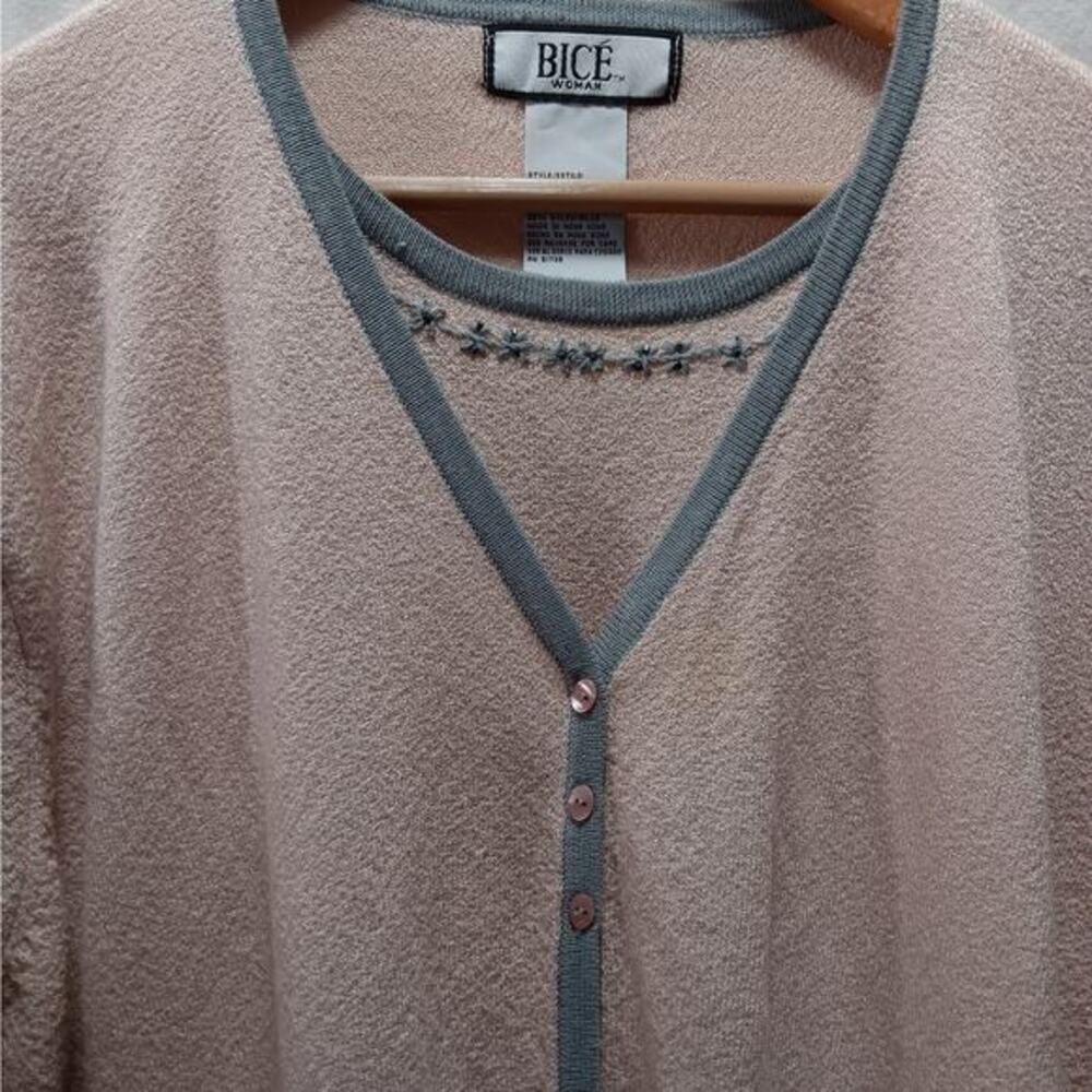 BICE Women's‎ 1X Mock layer Sweater Light Pink